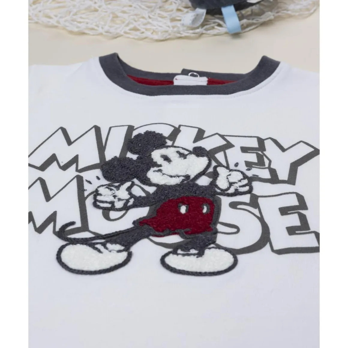 Camiseta blanca de manga larga para niño Mickey Mouse