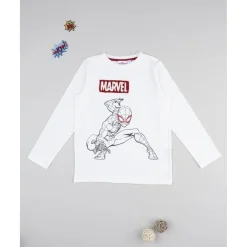 Camiseta blanca de manga larga Spiderman para niño