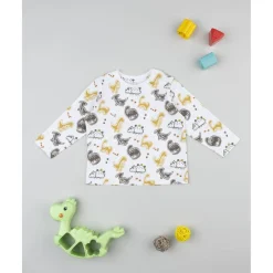 Camiseta blanca de niño con estampado de dinosaurios