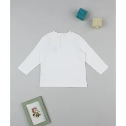 Camiseta básica infantil blanca con parche de osito