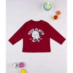Camiseta burdeos con estampado "Good Player"