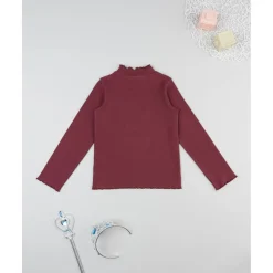 Camiseta cuello alto niña burdeos con hada