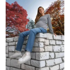 Camiseta de lactancia a rayas azul y blanco