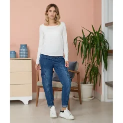 Camiseta de lactancia blanca de jersey de algodón