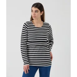 Camiseta de lactancia con estampado de rayas blanco/azul