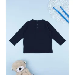 Camiseta de manga larga azul con estampado de perrito