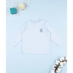 Camiseta de niño azul con parche de oso