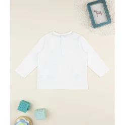 Camiseta de niño blanca con estampado de perritos