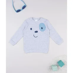 Camiseta de pijama para niño gris con perrito
