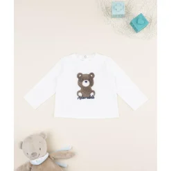 Camiseta infantil blanca con estampado de osito