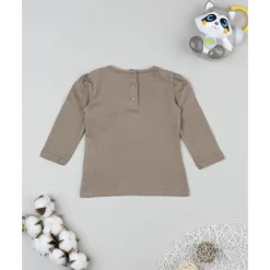 Camiseta marrón de manga larga para niña con estampado "Cute Bear"