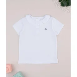 Camiseta Niña Blanca con Detalle de Margarita y Cuello Colgante