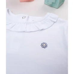 Camiseta Niña Blanca con Detalle de Margarita y Cuello Colgante