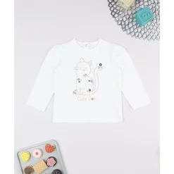 Camiseta niña blanca con gatito