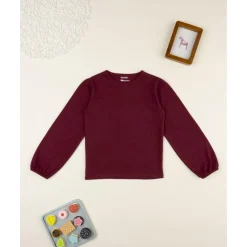 Camiseta niña burdeos de manga larga