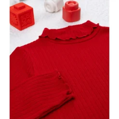 Camiseta niña roja de canalé