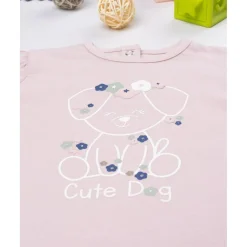 Camiseta niña rosa con perrito