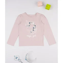 Camiseta niña rosa con unicornio