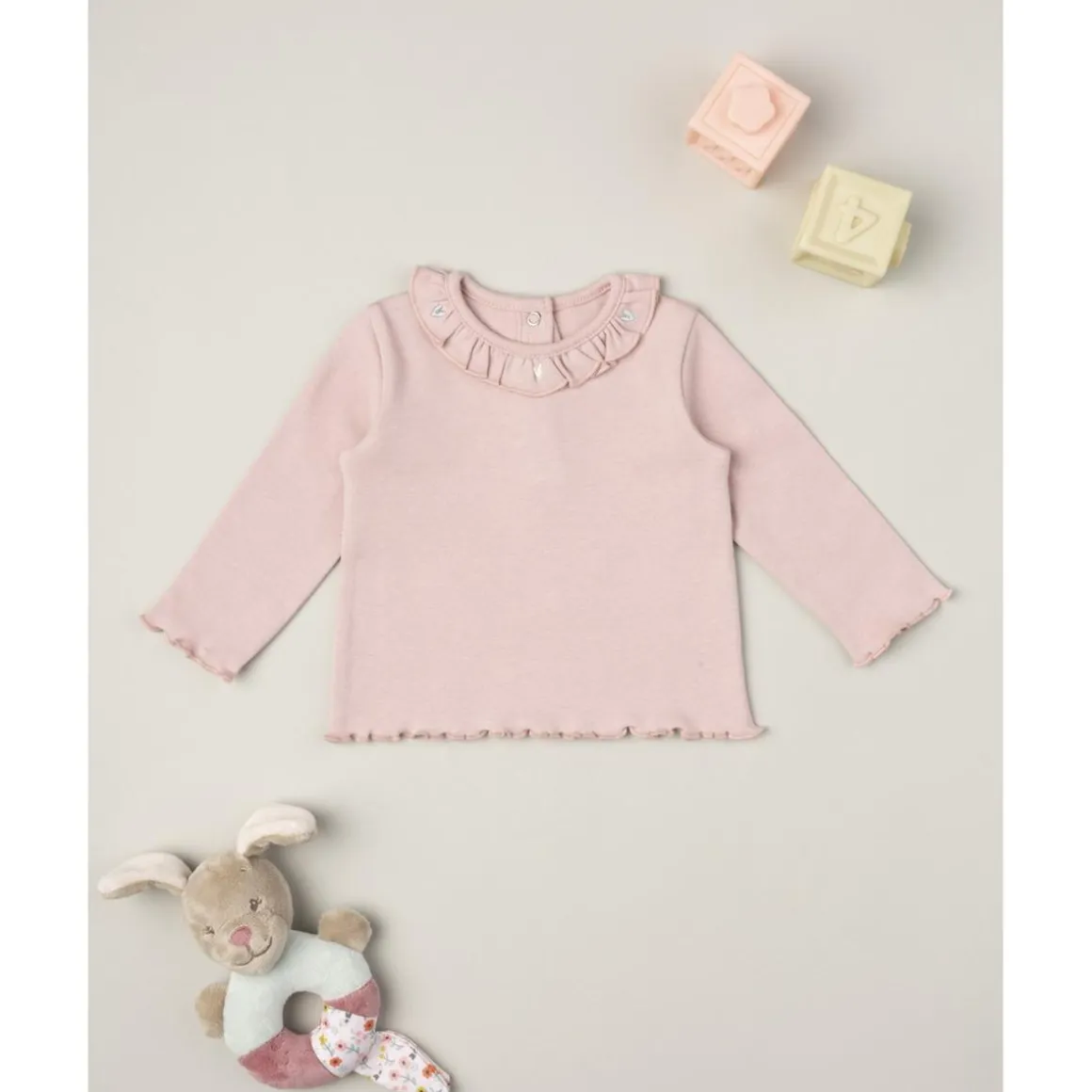 Camiseta niña rosa con volantes