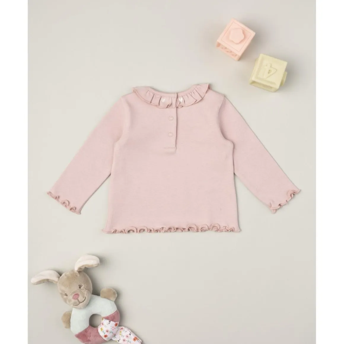 Camiseta niña rosa con volantes