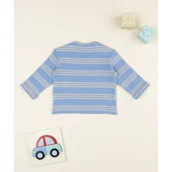 Camiseta niño rayas azul y gris