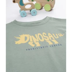 Camiseta verde con estampado de dinosaurio