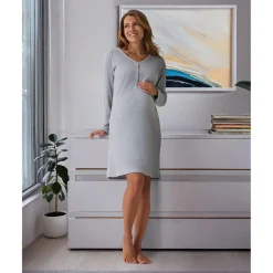 Camisón premamá gris de canalé
