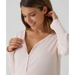 Camisón premamá rosa a rayas