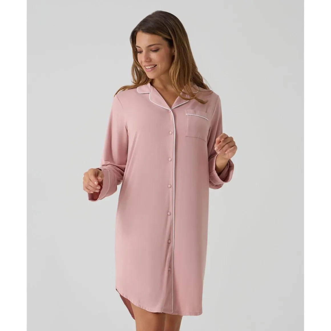 Camisón premamá y de lactancia rosa con botones