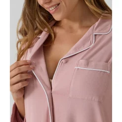 Camisón premamá y de lactancia rosa con botones