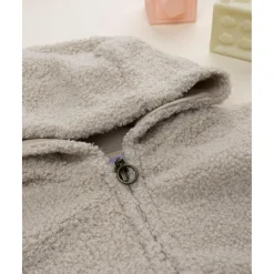 Cardigan bebé beige con capucha efecto peluche
