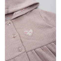 Cardigan con capucha niña rosa canalé