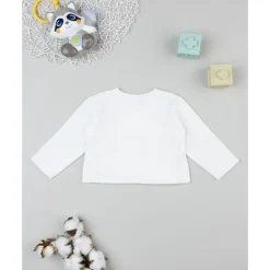 Cardigan tricot blanco para bebé niña con bordados florales