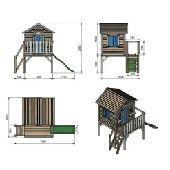 Casita Visby elevada 90 cm Azul