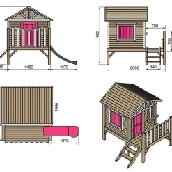 Casita Visby elevada 60 cm Rosa