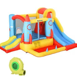 Castillo Hinchable Cohete con piscina, 2 toboganes, minimuro de escalada y cama de salto 330 cm Outsunny
