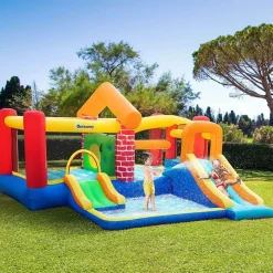 Castillo Hinchable con 2 toboganes y 2 camas de salto 380 cm Outsunny