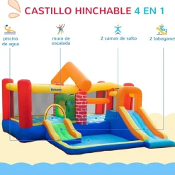 Castillo Hinchable con 2 toboganes y 2 camas de salto 380 cm Outsunny