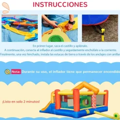 Castillo Hinchable con 2 toboganes y 2 camas de salto 380 cm Outsunny