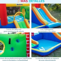 Castillo Hinchable con 2 toboganes y 2 camas de salto 380 cm Outsunny
