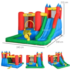 Castillo Hinchable con piscina, tobogán, muro de escalada y cama de salto 330 cm Outsunny