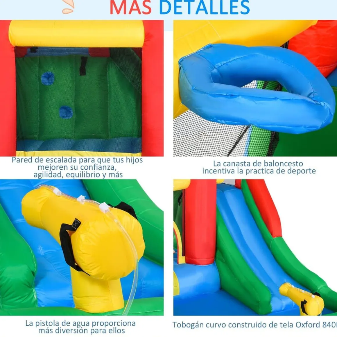 Castillo Hinchable con piscina, tobogán, muro de escalada y cama de salto 330 cm Outsunny