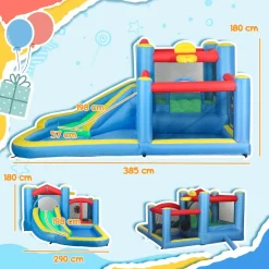 Castillo inflable 5 en 1 con tobogán y piscinas