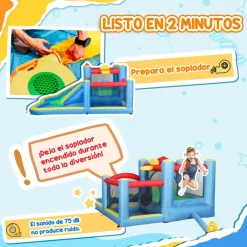Castillo inflable 5 en 1 con tobogán y piscinas