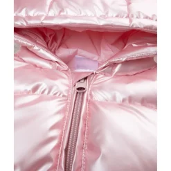 Chaleco acolchado rosa con capucha para niña