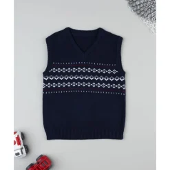 Chaleco de niño azul con bordados