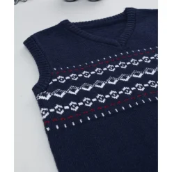 Chaleco de niño azul con bordados