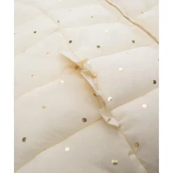 Chaqueta niña color crema con capucha y topos foil