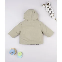 Chaqueta reversible beige con capucha para niño