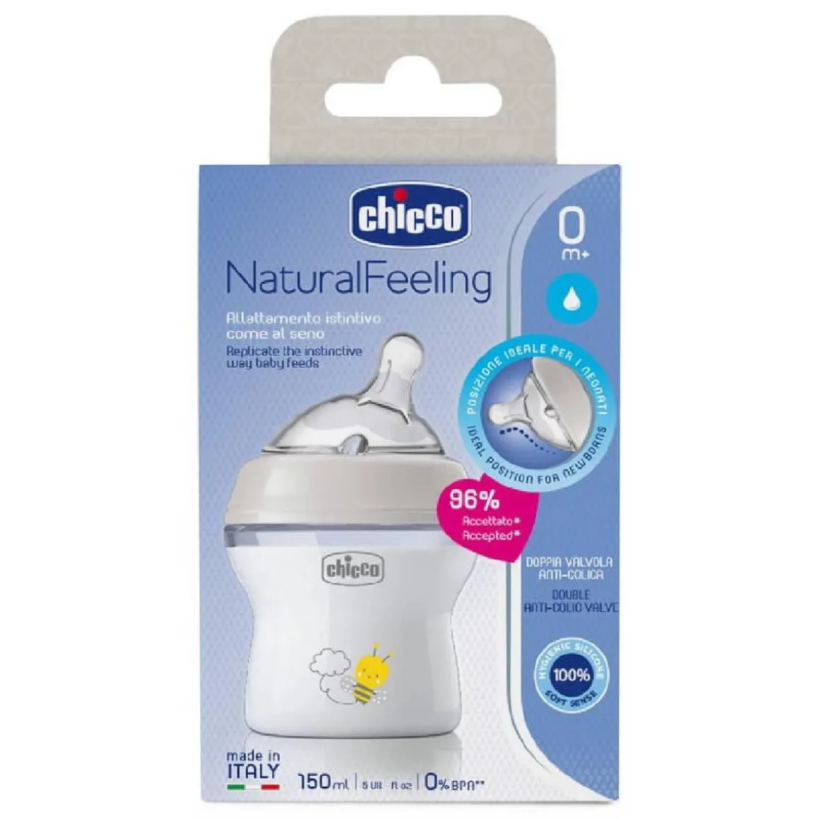 Chicco - Biberón flujo lento 150 ml Natural Feeling